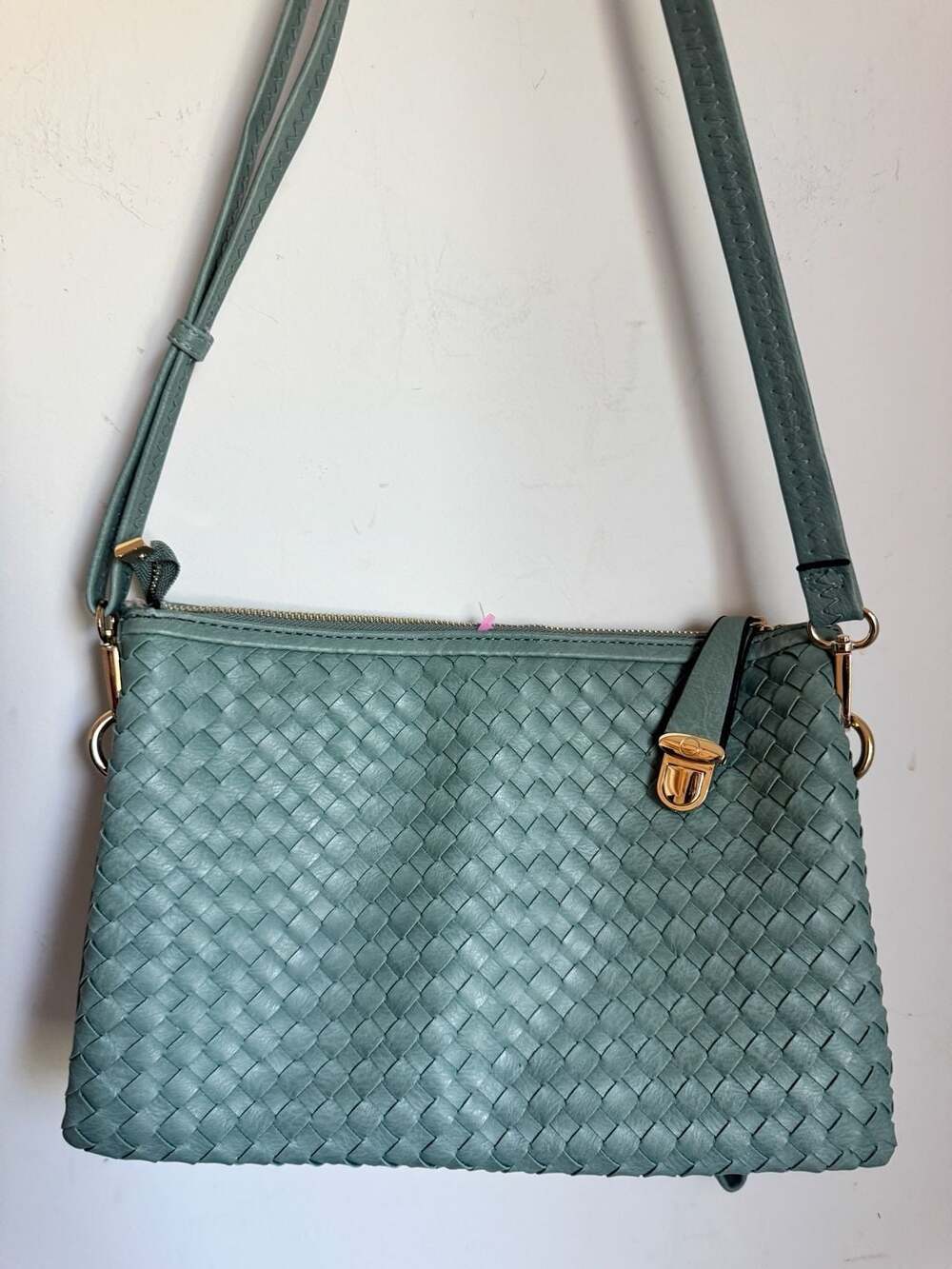 MC Handbags #4816 Annie Peacock Blue Woven Convertible Crossbody